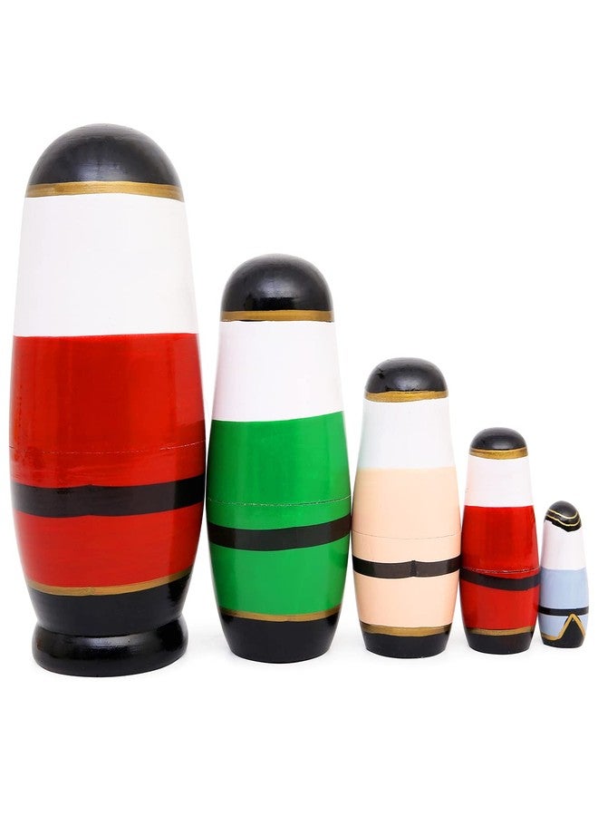 Moonmo 5pcs Beautiful Nutcracker Handmade Wooden Nesting Dolls Nesting Wishing Dolls Nutcracker Matryoshka Traditional - Image 4